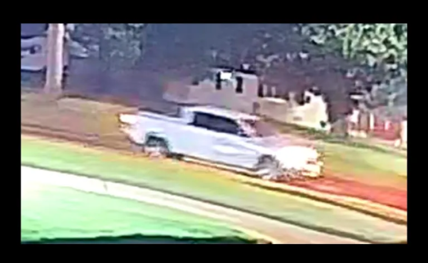 White pickup truck used in hit and run crash