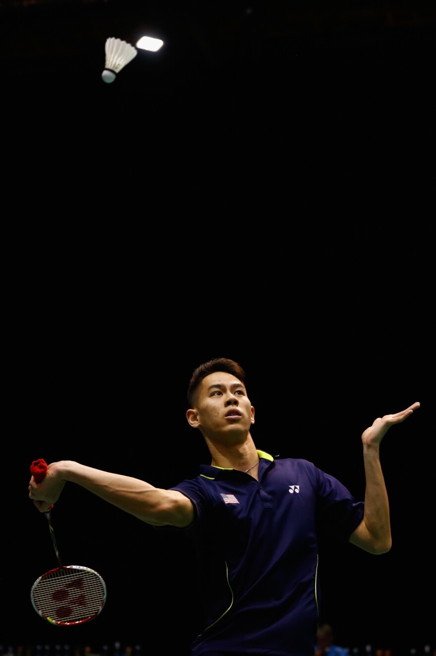 Howard Shu return a shot during a singles match in the 2015 Badminton Open in Auckland, New Zealand. Shu is the lone American who will be competing in men's singles at the Olympics, where the U.S. has never medaled in badminton.