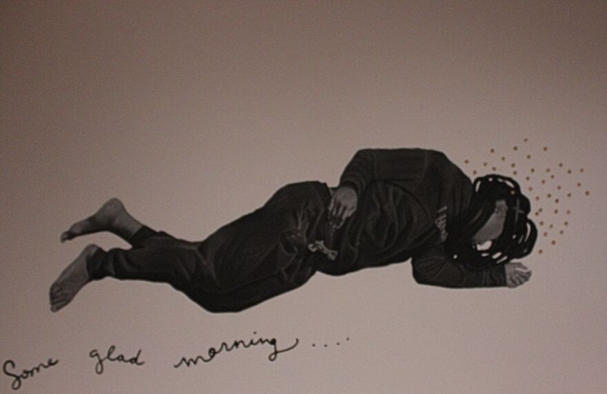 Chalk drawing of one of the artist's daughters.