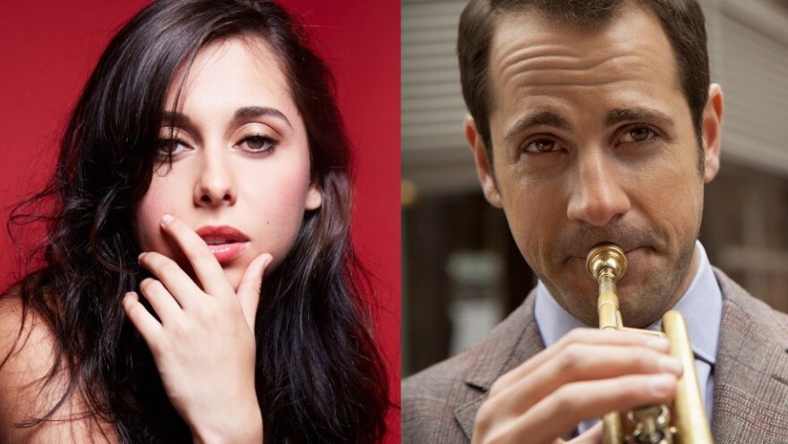 New York City vocalist Veronica Swift and Cleveland trumpeter Dominick Farinacci perform a Valentine's Day livestream from Tri-C. [Bill Westmoreland /Hollis King]