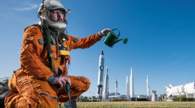 Gardening in the rocket garden. Photo: Tim Dodd / Everyday Astronaut