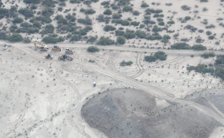 Construction equipment stationed near Mariscal Mountain in Big Bend National Park on Monday, Aug. 17, 2026.