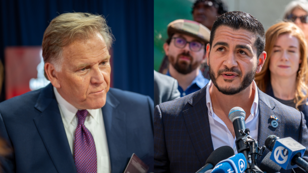 Both candidates for Michigan's U.S. Senate race, Republican Mike Rogers (left) and Democrat Abdul El-Sayed (right), have voiced support for moratoriums on data centers to some capacity.
