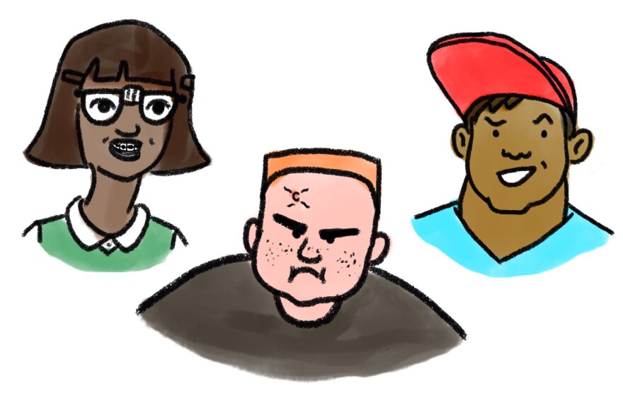 <strong>Middle school stereotypes:</strong> Nerd, Bully and Jock.