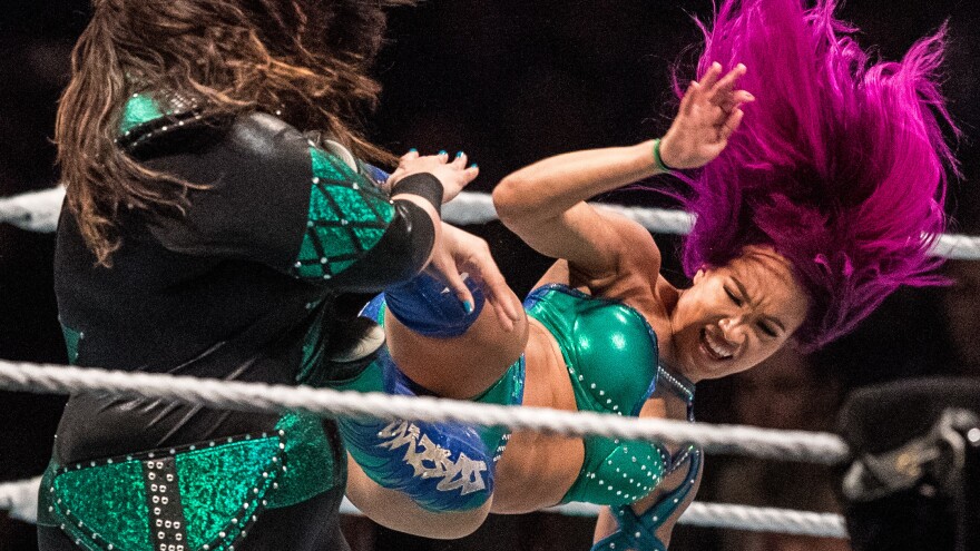 Sasha Banks (shown here at a WWE Live Duesseldorf event in 2017 in Duesseldorf, Germany) is the subject of a new song by The Mountain Goats.