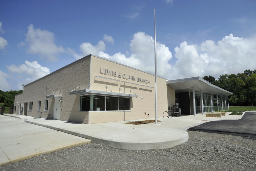 The exterior of the new Lewis & Clark branch of the St. Louis County Library.