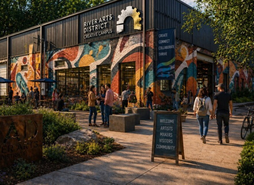 A rendering of the planned RAD Creative Campus in Asheville's River Arts District.