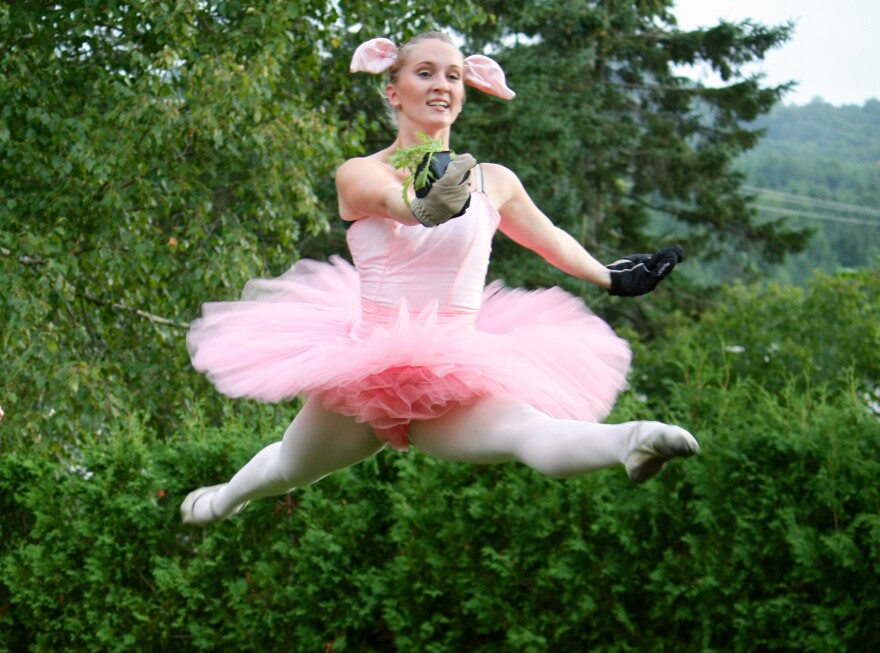 Kyla Paul performs a grand jete in the Farm to Ballet Project.