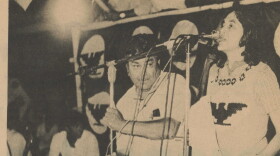 Dolores Huerta speaks at a rally in San Luis, Ariz. on Oct. 16, 1974 as seen in this photo from the Yuma Sun.