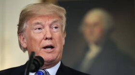 President Trump speaks in the Diplomatic Room of the White House in Washington, Friday, March 23, 2018, about the $1.3 trillion spending bill. (Manuel Balce Ceneta/AP)