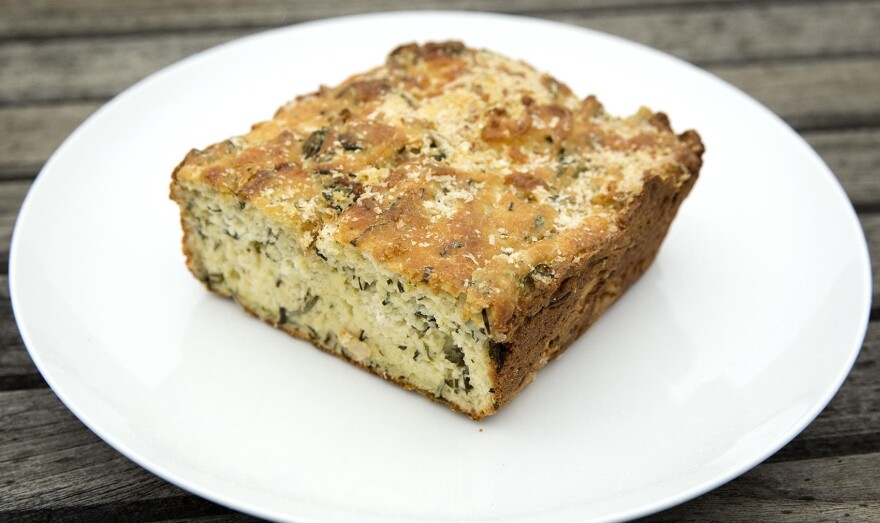 Chef Kathy Gunst's cheese and herb bread. (Robin Lubbock/WBUR)