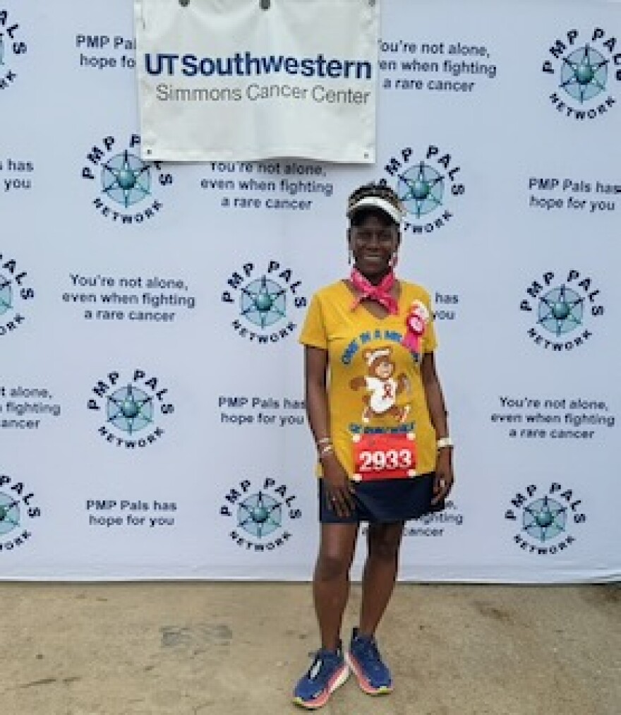 Sheri Doss participating in the One in a Million 5K Race/Walk she established for appendix cancer and PMP survivors