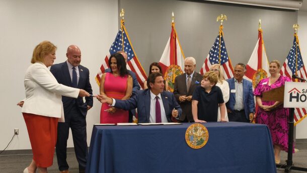 Gov. Ron DeSantis held a press conference Wednesday in Bradenton, where he spoke about the proposed property tax amendment.