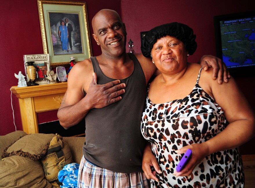 Calvin Manny Hills and his oldest sister, Johnnie Mae Hills Sylve, get together for a Father's Day party.