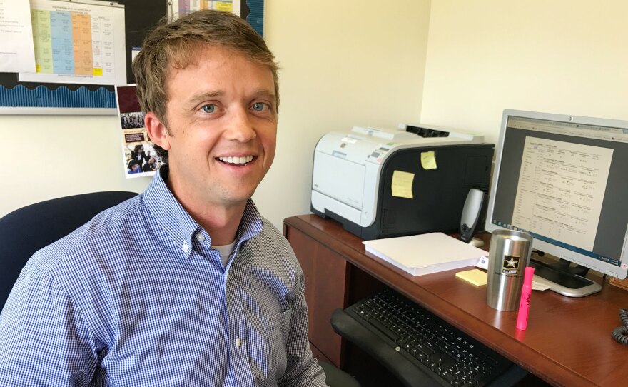 Eric Tornfelt, assistant principal at Sedgefield Middle School. The school is located in a majority white neighborhood not far from downtown Charlotte, but the school's population doesn't reflect the neighborhood.