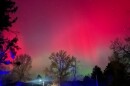 The Northern Lights(Aurora Borealis) can be seen in the sky over Cobden, IL