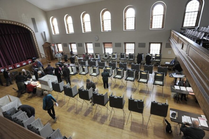 A polling place in Longmeadow, Massachusetts, on primary election day in March 2016.