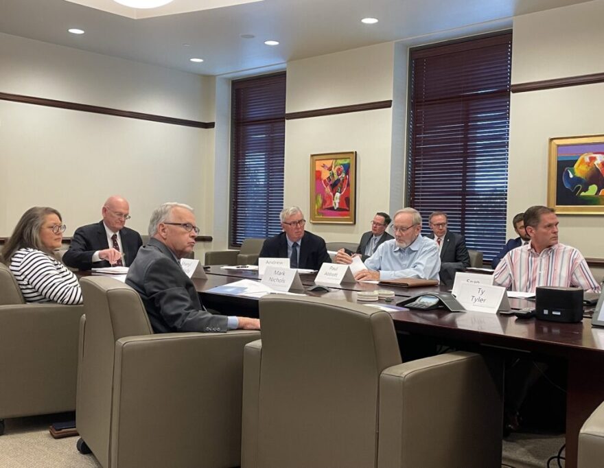 Members of the Board on Judicial Compensation meet at the Oklahoma Judicial Center in Oklahoma City on Tuesday.