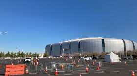 State Farm Stadium in Glendale, Arizona, serves as a mass COVID-19 vaccination center. (Peter O'Dowd/Here & Now)