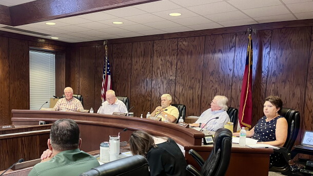 Stokes County commissioners at a meeting