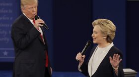 In this Sunday, Oct. 9, 2016, file photo, Republican presidential nominee Donald Trump and Democratic presidential nominee Hillary Clinton speak during the second presidential debate at Washington University in St. Louis. (Patrick Semansky/AP)