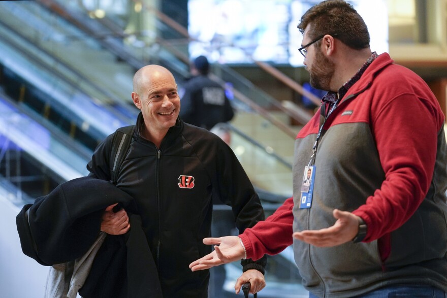 Rep.-elect Greg Landsman, D-Ohio, arrives for New Member Orientation check-in and program registration at the Hyatt Regency, in Washington, Sunday, Nov. 13, 2022.