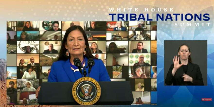 US Secretary of the Interior Deb Haaland speaks at the 2021 Tribal Nations summit. Image: US Department of the Interior / YouTube