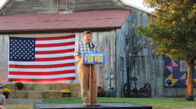 Gov. JB Pritzker speaking at campaign rally in Towanda, Illinois