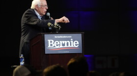 Democratic hopeful Sen. Bernie Sanders (I-Vt.) speaks in front of a crowd of 30,000 in Los Angeles, California, two days before Super Tuesday on March 1, 2020.