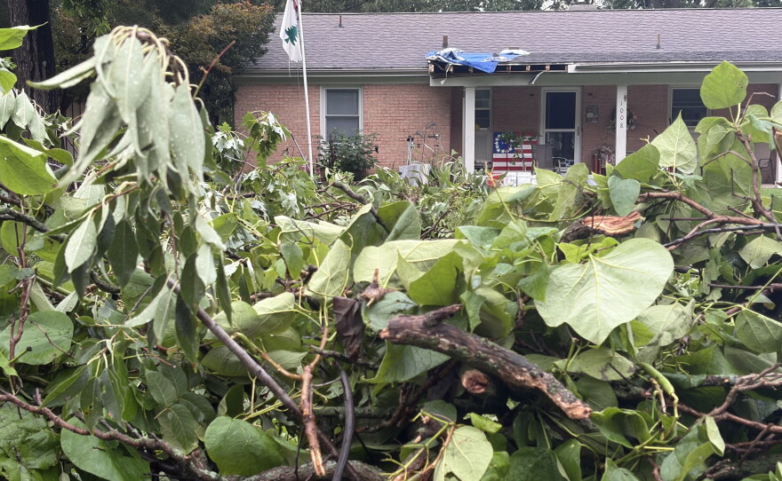 The Chalmers’ home on Franklin Avenue in Normal sustained damage in Thursday's storm.
