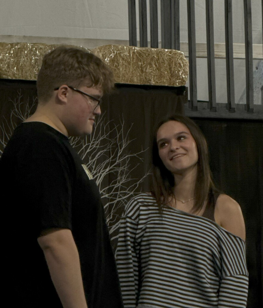 A recent "Spring Awakening" rehearsal featured Elias Hayz (Moritz) and Addisen Kuffler (Ilse).