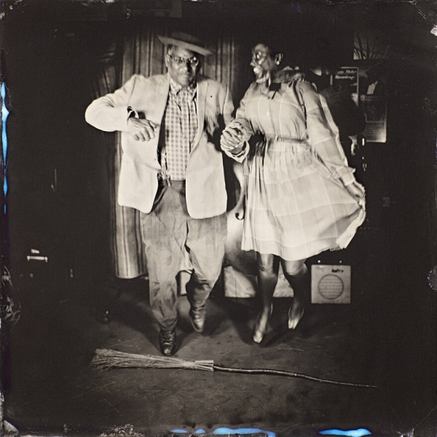 Timothy Duffy uses wet plate tintype photography to capture images of Southern musicians, like this 2016 image of Dom Flemons and Vania Kinard.