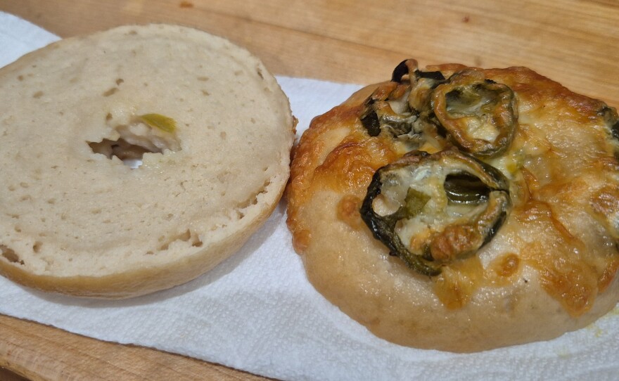 Getting ready to prepare and eat the Jalapeño Cheese Bagel.