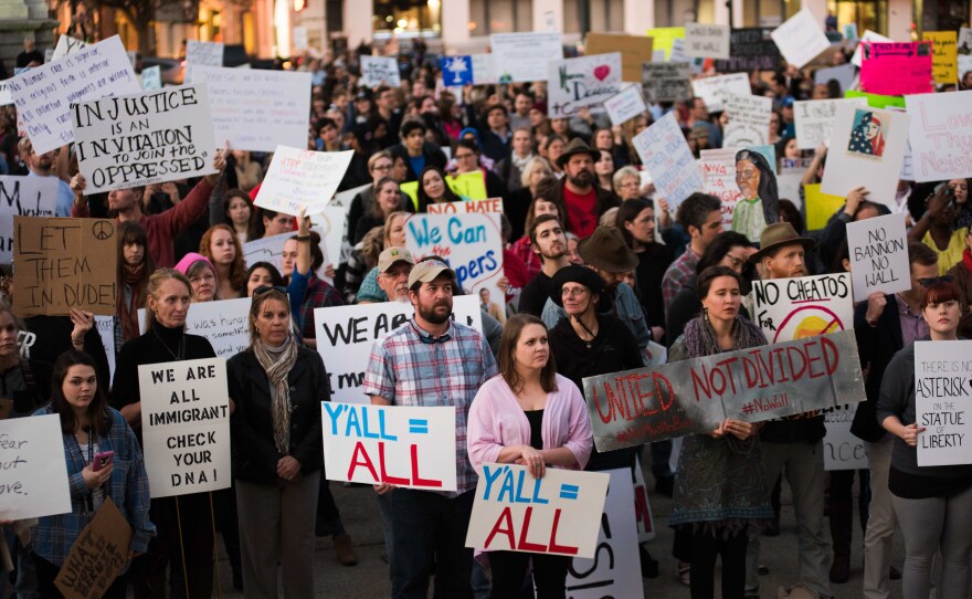 View of the statehouse rally