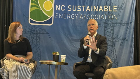 U.S. Sen. Thom Tillis, R-NC, speaks Thursday at the N.C. Sustainable Energy Association's Making Energy Work conference. Tillis said he is planning to either start up or join an organization that recruits moderate candidates to run for office.