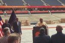 New York State Assembly Speaker Carl Heastie delivers remarks at Syracuse University's JMA Wireless Dome, July 23.
