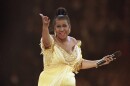 FILE - In this Jan. 19, 1993 file photo, singer Aretha Franklin performs at the inaugural gala for President Bill Clinton in Washington. Franklin died Thursday, Aug. 16, 2018, at her home in Detroit. She was 76. Throughout Franklin's career, "The Queen of Soul" often returned to Washington - the nation's capital - for performances that at times put her in line with key moments of U.S. History. (AP Photo/Amy Sancetta, File)
