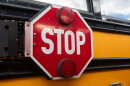 A school bus during a 2024 Pennsylvania state government news conference. High diesel prices cause financial challenges for both bus drivers and school districts.