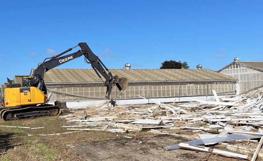 Demolition began this month on aging and outdated screenhouses at the repository. They will be replaced by structures that Acting Research Leader Carolyn Scagel said would be more efficient and less costly to run.