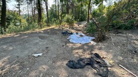 Clothes left behind at a local homeless camp in Kalispell, MT, August 1, 2023.