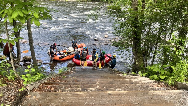 RAFT (Reuniting America by Fostering Trust) for America participants end an 11-mile float down the Lehigh River on June 7.