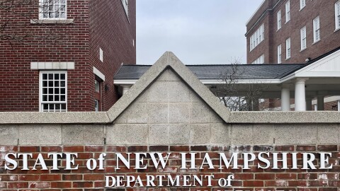 A brick sign for the N.H. Department of Health and Human Services outside their Concord Campus. 