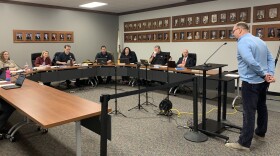 Unit 5 school board candidate Brad Wurth addresses the board during its special session Wednesday, Jan. 11, 2023, in the district building.