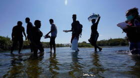  Haitians crossing the Rio Grande into Del Rio, Texas, last week.