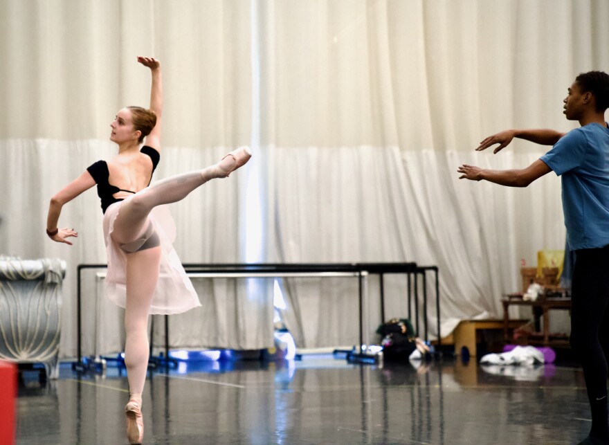 Louisville Ballet Studio Company dancers Kelsey Corder and Sameer Rhodes rehearse the Spanish Dance from "The Nutcracker."