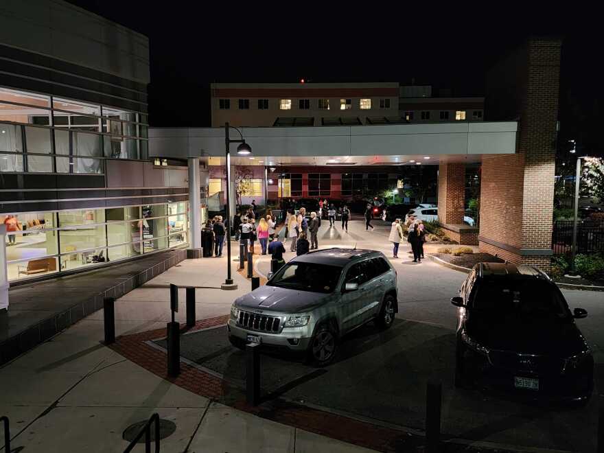 The scene outside Central Maine Medical Center in Lewiston on Wednesday