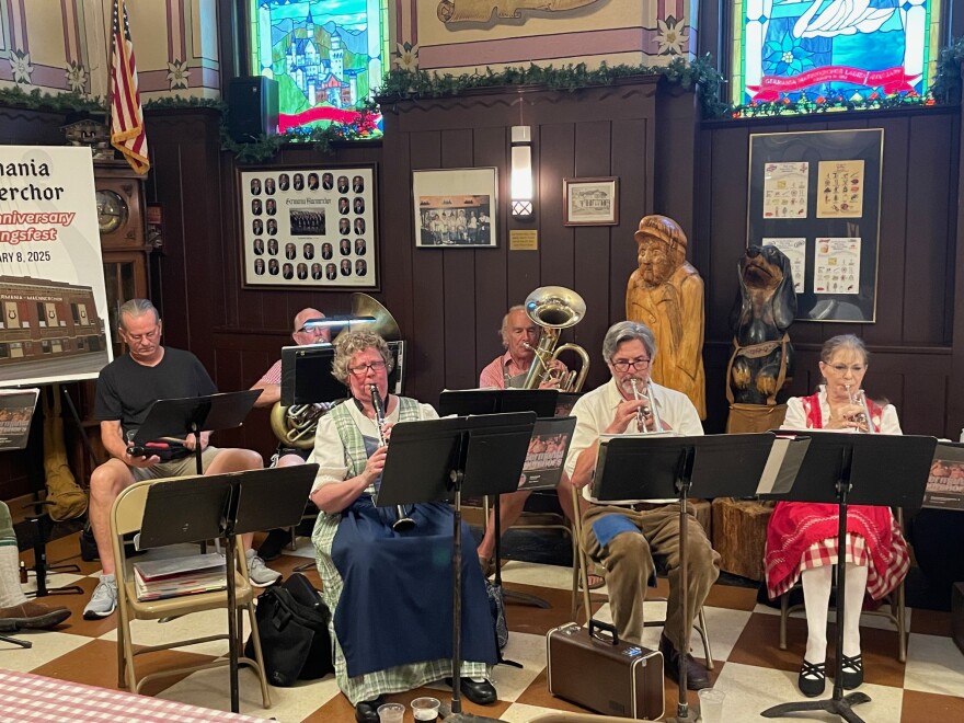 Members of the Rhine Valley Brass Band perform at Evansville's Germania Maennerchor