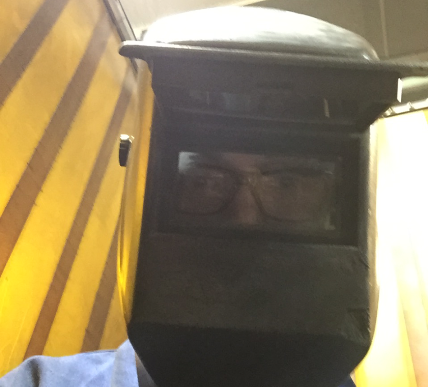 Amanda Wisniewski in her welding gear.