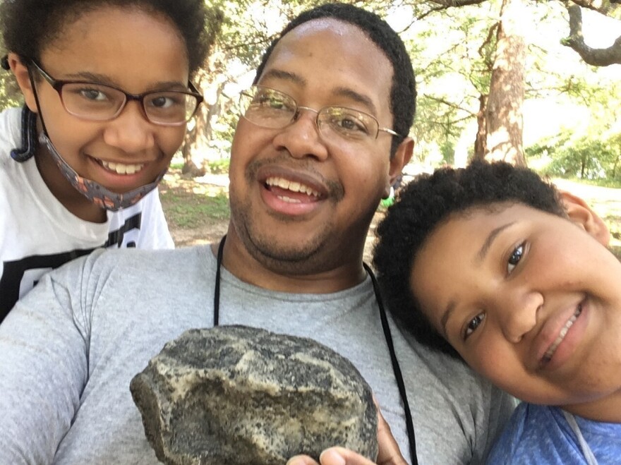 Marcellus Cadd likes to go out geocaching with his daughters Zoe, 10, (left) and Gemma, 12, (right).