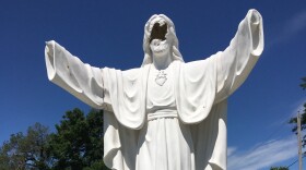 The vandalized Jesus statue at Serenity Memorial Park on Peoria's South Side. 